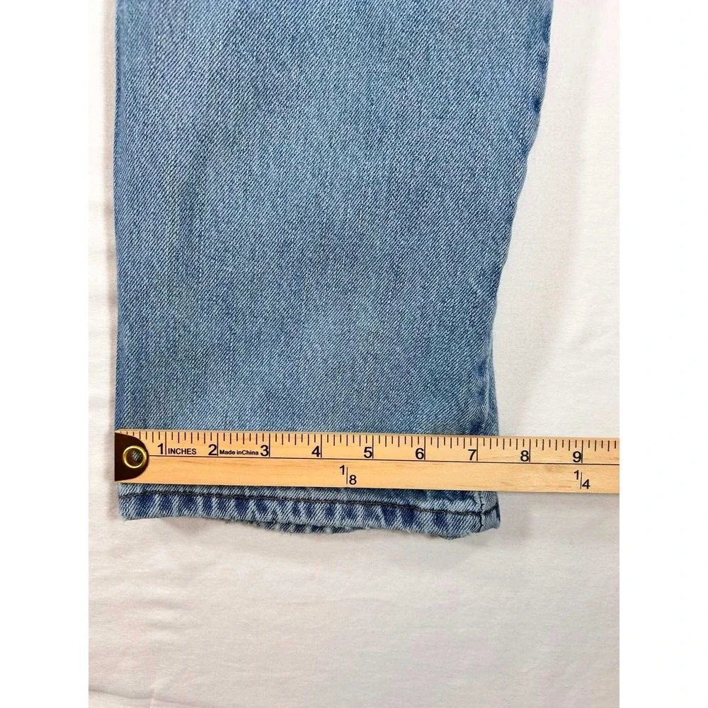 Levis 505 Regular Fit Light Wash Distressed Blue Jeans Mens 34x32 100% Cotton